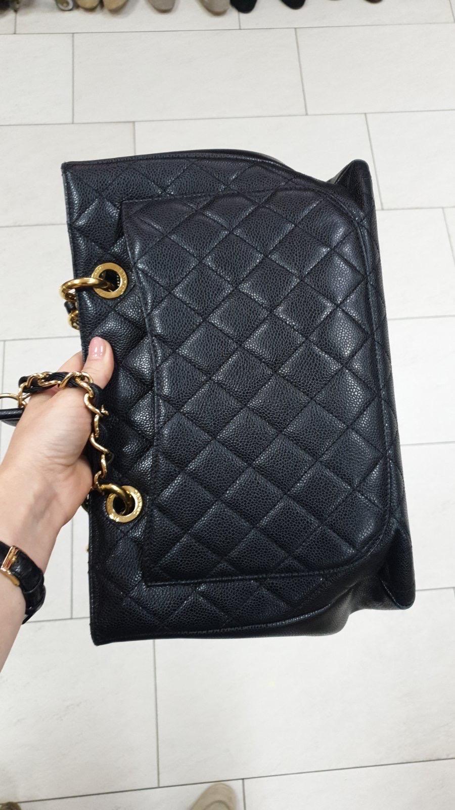 Chanel Shopping GST Black Quilted Grained Leather Shopping Bag  8
