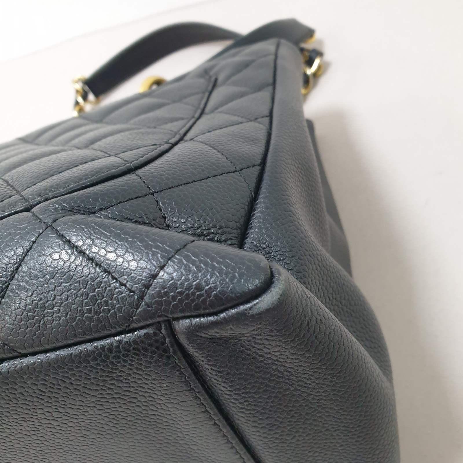 Chanel Shopping GST Schwarze gesteppte Einkaufstasche aus genarbtem Leder 8