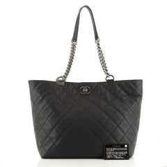 Chanel  Shopping In Chains Tote Quilted Caviar Large