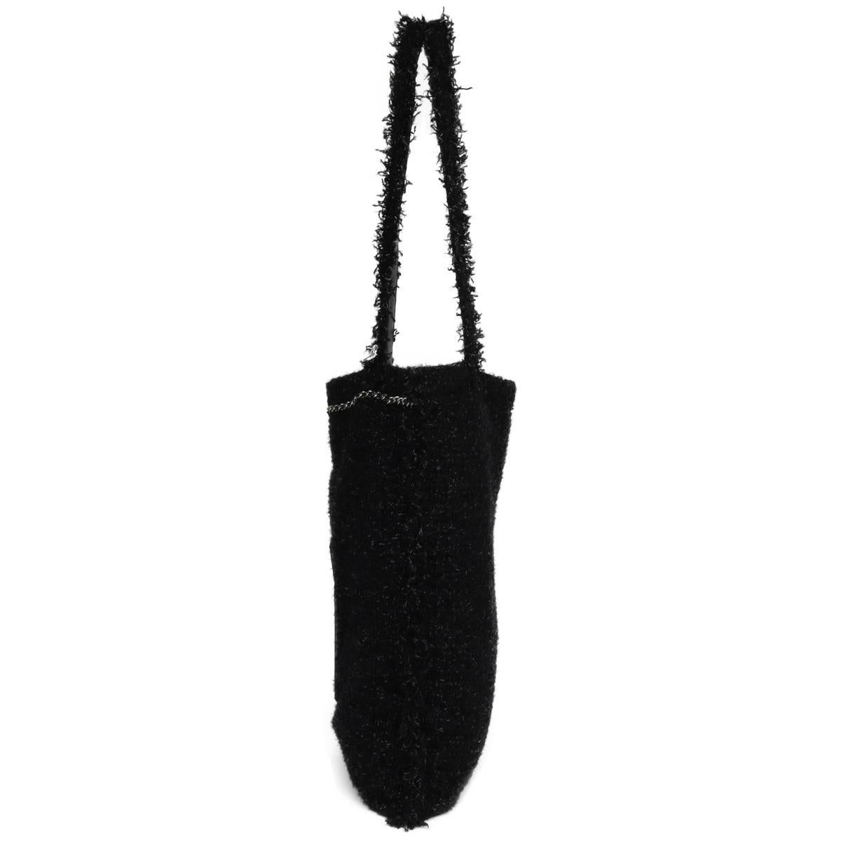 CHANEL Shopping in Fabrics Black Tweed Robot Tote Bag Silver Hardware 2017 Unisexe en vente