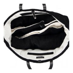 Chanel Shopping Top Handle Tote Cotton Beach Black and White Terry Cloth Bag