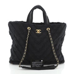 Chanel Shopping Tote Chevron Canvas Patchwork Large