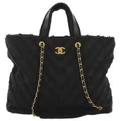 Chanel Shopping Tote Chevron Canvas Patchwork Large