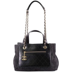 Chanel Shopping Tote Denim with Quilted Aged Calfskin Medium