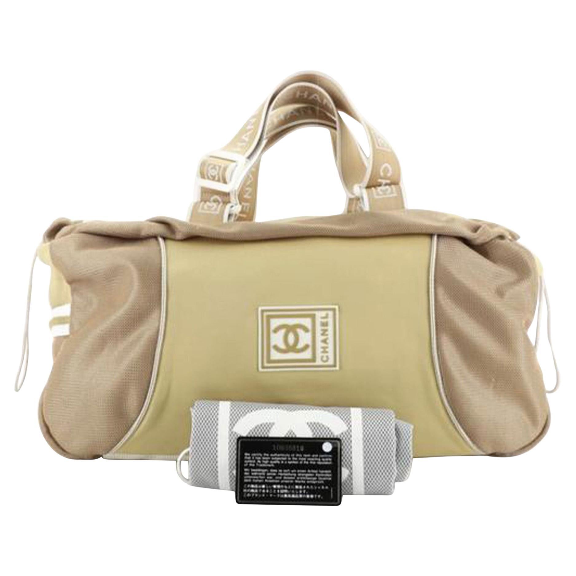 Chanel Shopping Tote Duffle Cc Sport Line Beige Nylon For Sale at