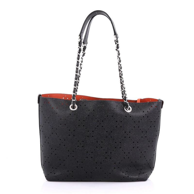 Chanel Shopping Tote Perforated Caviar Small In Good Condition In NY, NY