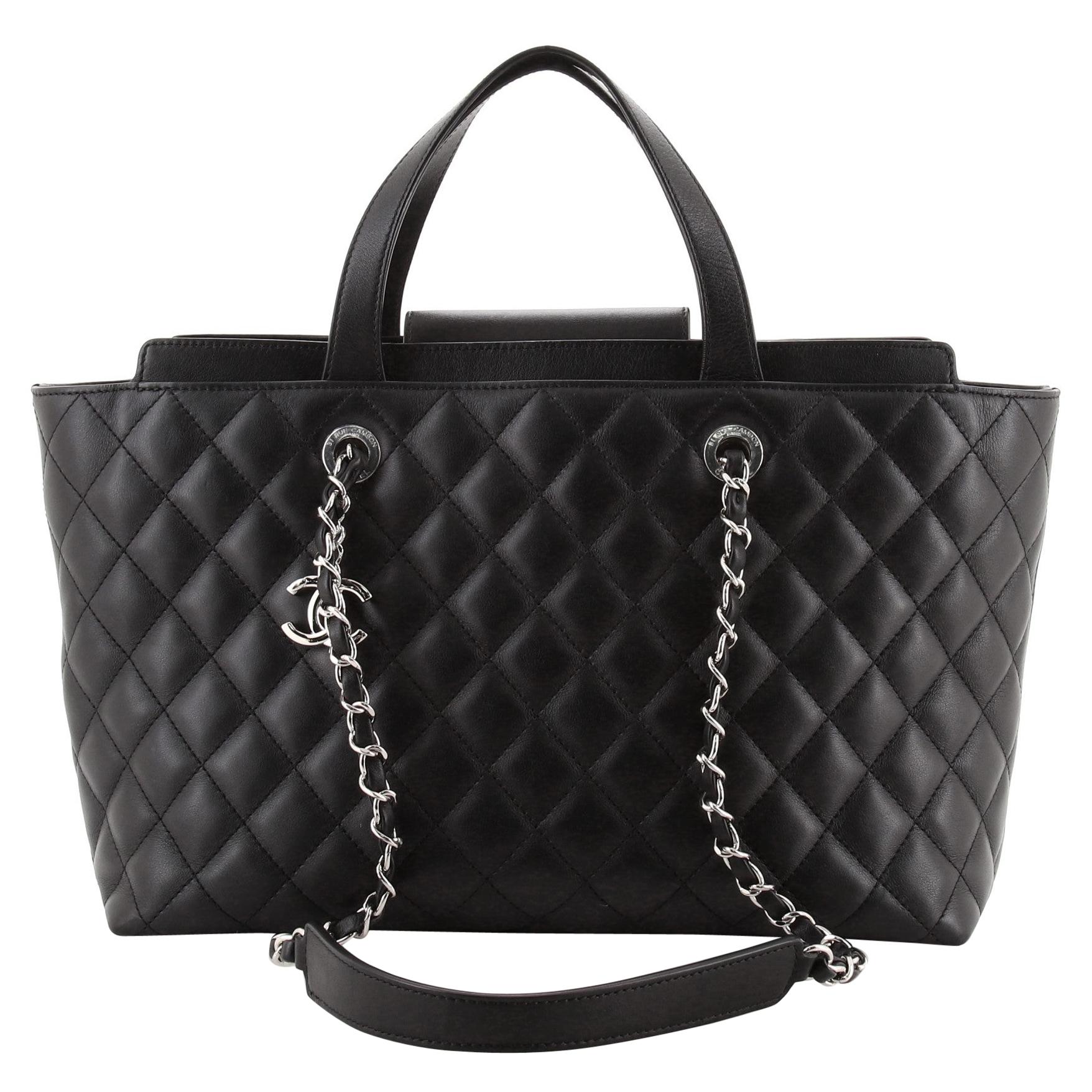 Chanel Shopping Tote Quilted Calfskin Medium at 1stDibs