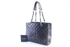 Chanel Shopping Tote Quilted Caviar Grand 11cr0628 Dark Leather Shoulder Bag