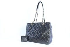 Chanel Shopping Tote Quilted Gst 17cz0828 Black Leather Shoulder Bag
