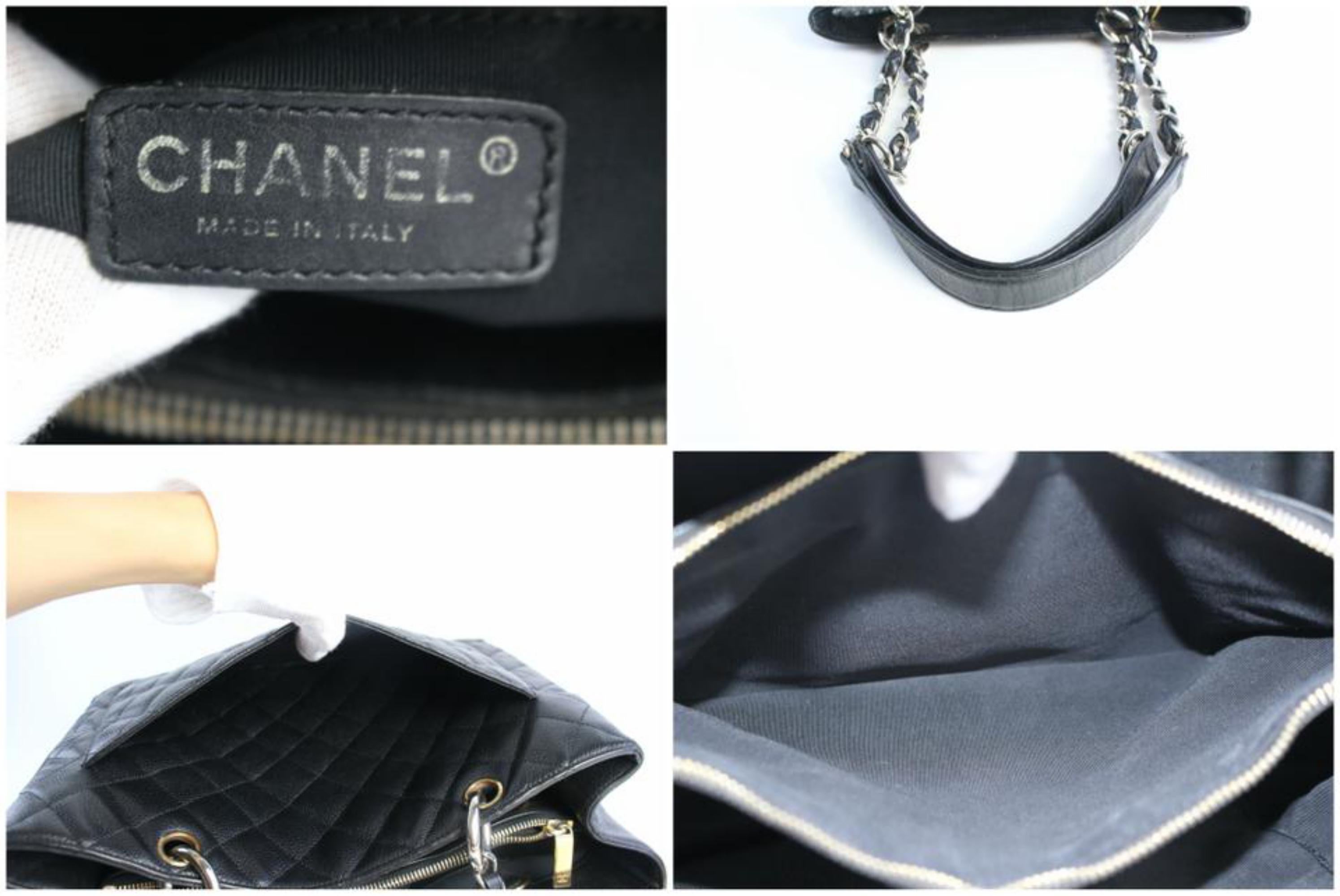 Women's Chanel Shopping Tote Quilted Gst 17cz0828 Black Leather Shoulder Bag For Sale