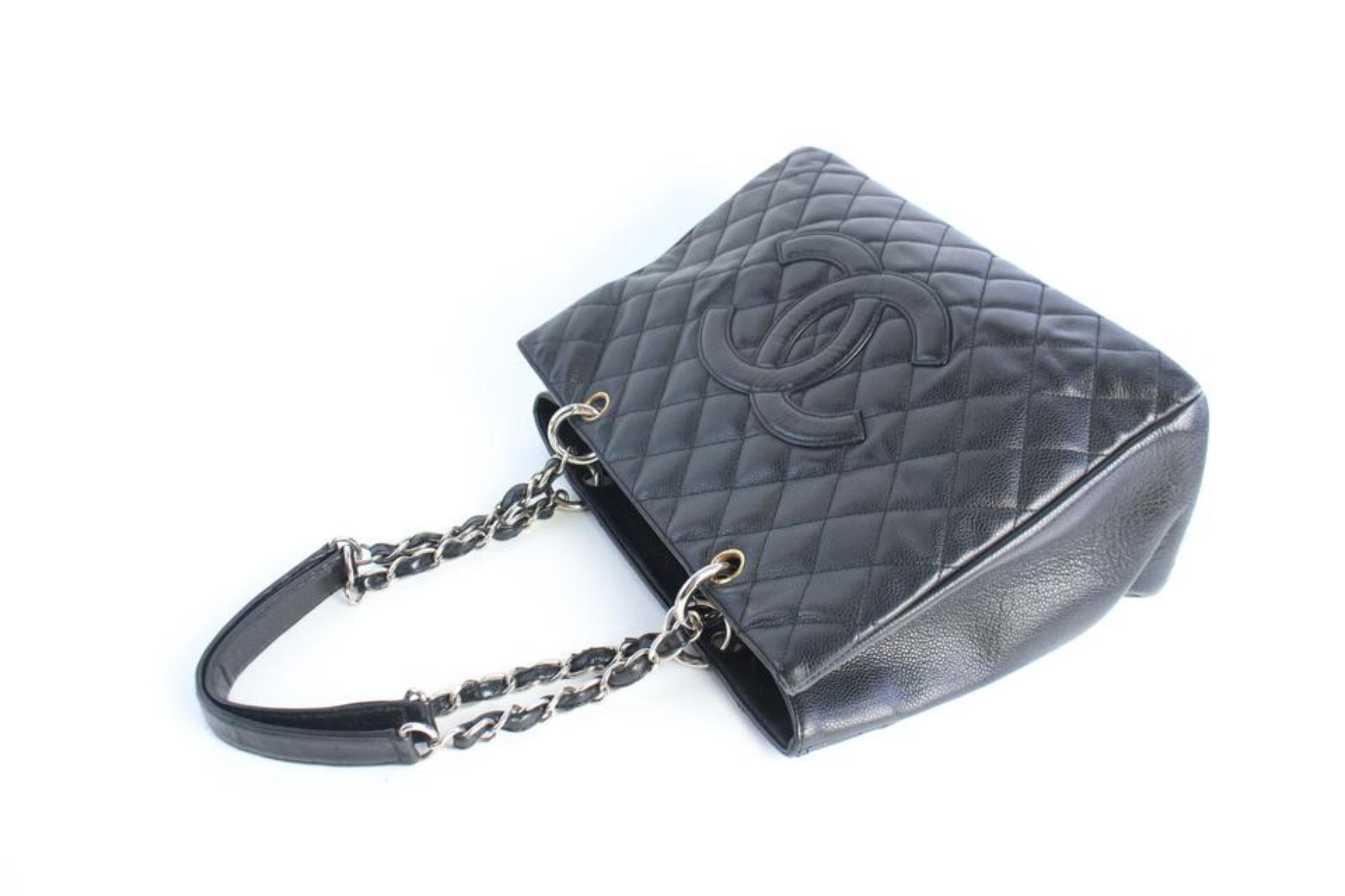 Chanel Shopping Tote Quilted Gst 17cz0828 Black Leather Shoulder Bag For Sale 2