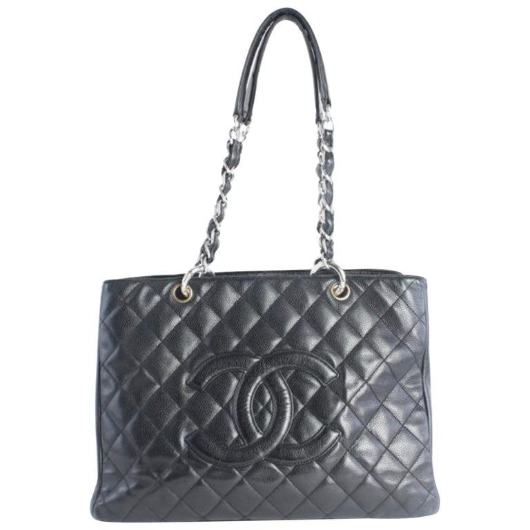 Chanel White Caviar Leather Quilted Grand Shopper Tote GST Bag For Sale at  1stDibs