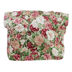 Chanel Shopping Tote Vintage 90's Floral Flower Beach Quilted Cc Green Red Tote