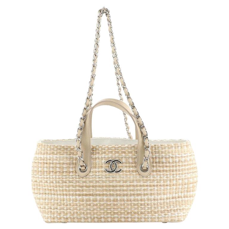 Chanel Shopping Tote Crochet Mixed Fibers with Lambskin Large at