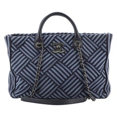 Chanel Shopping Tote Woven Striped Canvas Medium