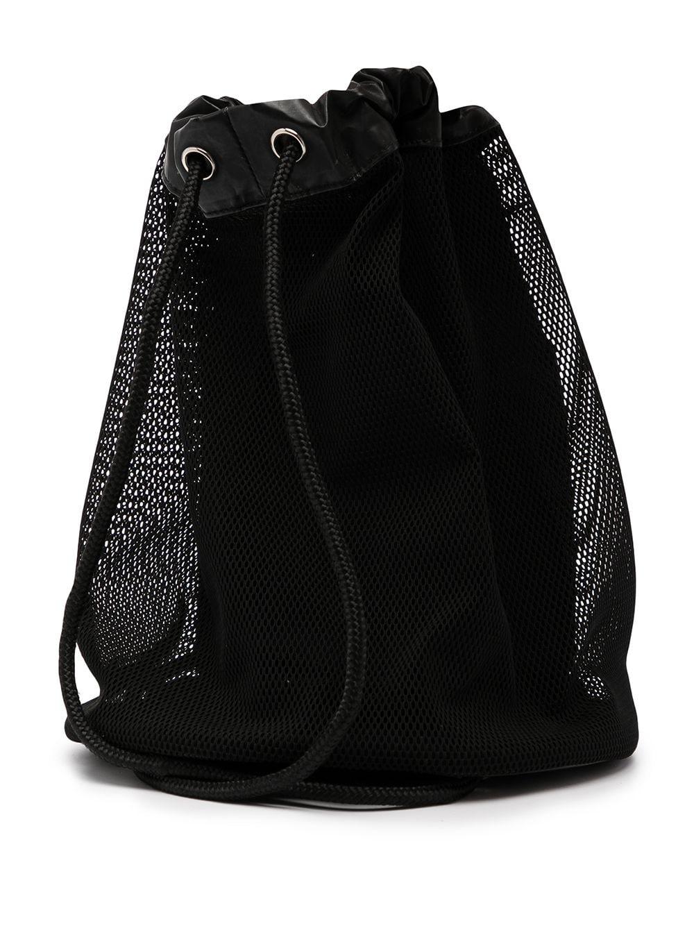 Chanel Shopping Vintage 90s Rare Logo Cc Mesh Sport Tote Black Nylon Backpack For Sale 3