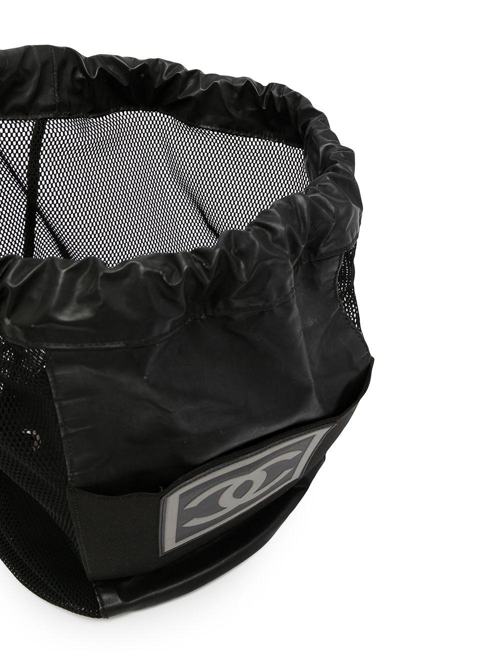 Chanel Shopping Vintage 90s Rare Logo Cc Mesh Sport Tote Black Nylon Backpack en vente 1
