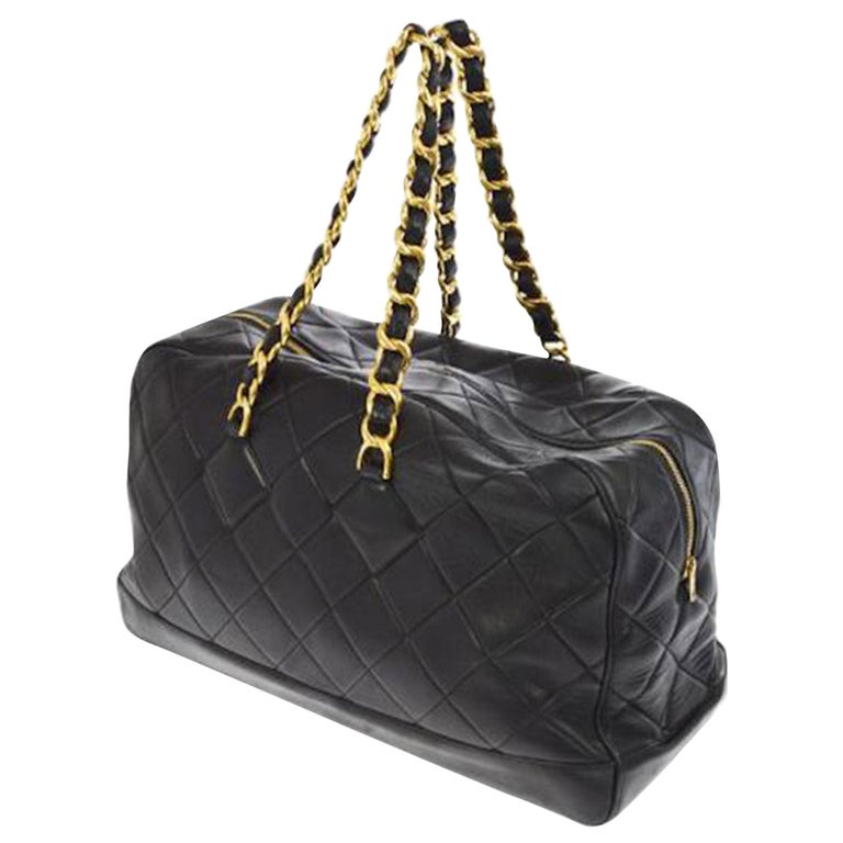 Chanel Shopping XL Quilted Jumbo Vintage 90's Runway Tote Black Calfskin Bag  For Sale at 1stDibs