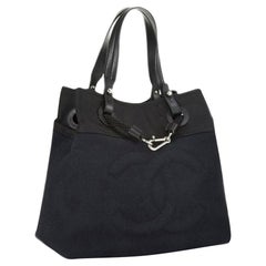 Chanel Shopping XL Timeless Beach Yacht Boating Detail Navy Canvas Nylon Tote
