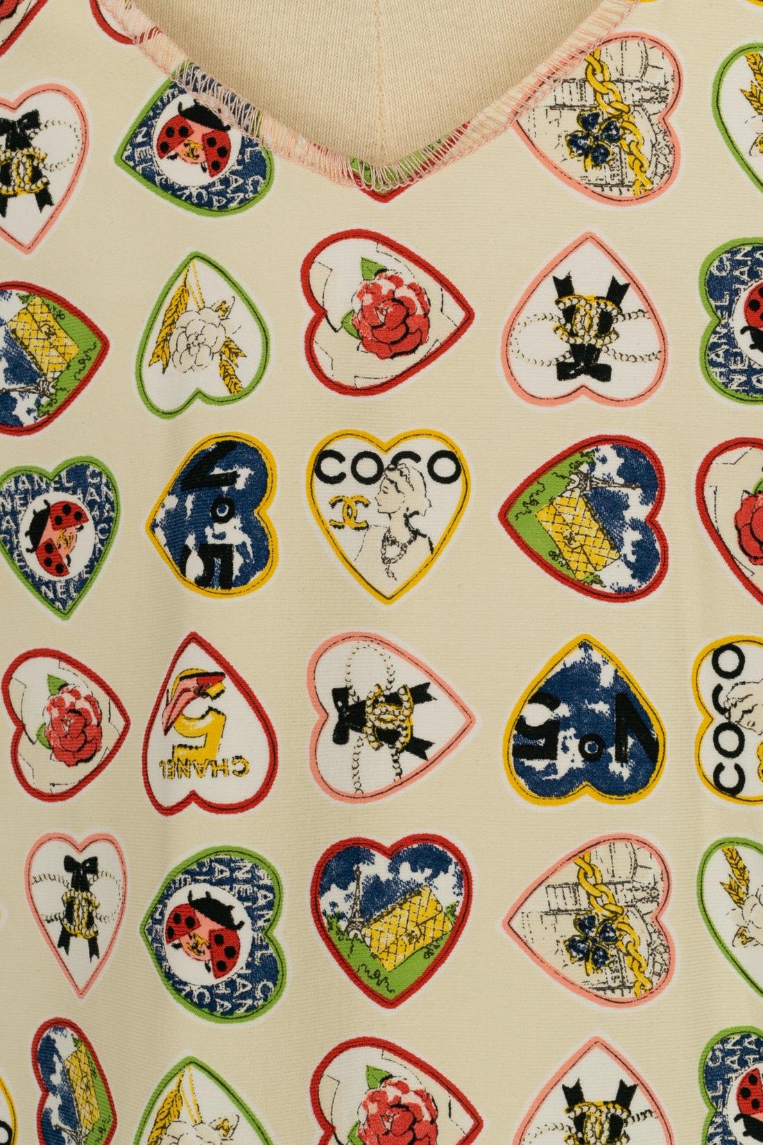 Women's Chanel Short Dress Printed with Hearts, 2006 For Sale
