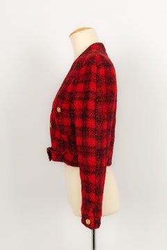 Chanel Short Jacket in Red and Black Wool