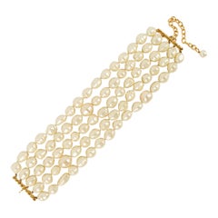 Chanel Short Multi-Row Necklace with Baroque-Style Costume Pearly Beads, 1990s