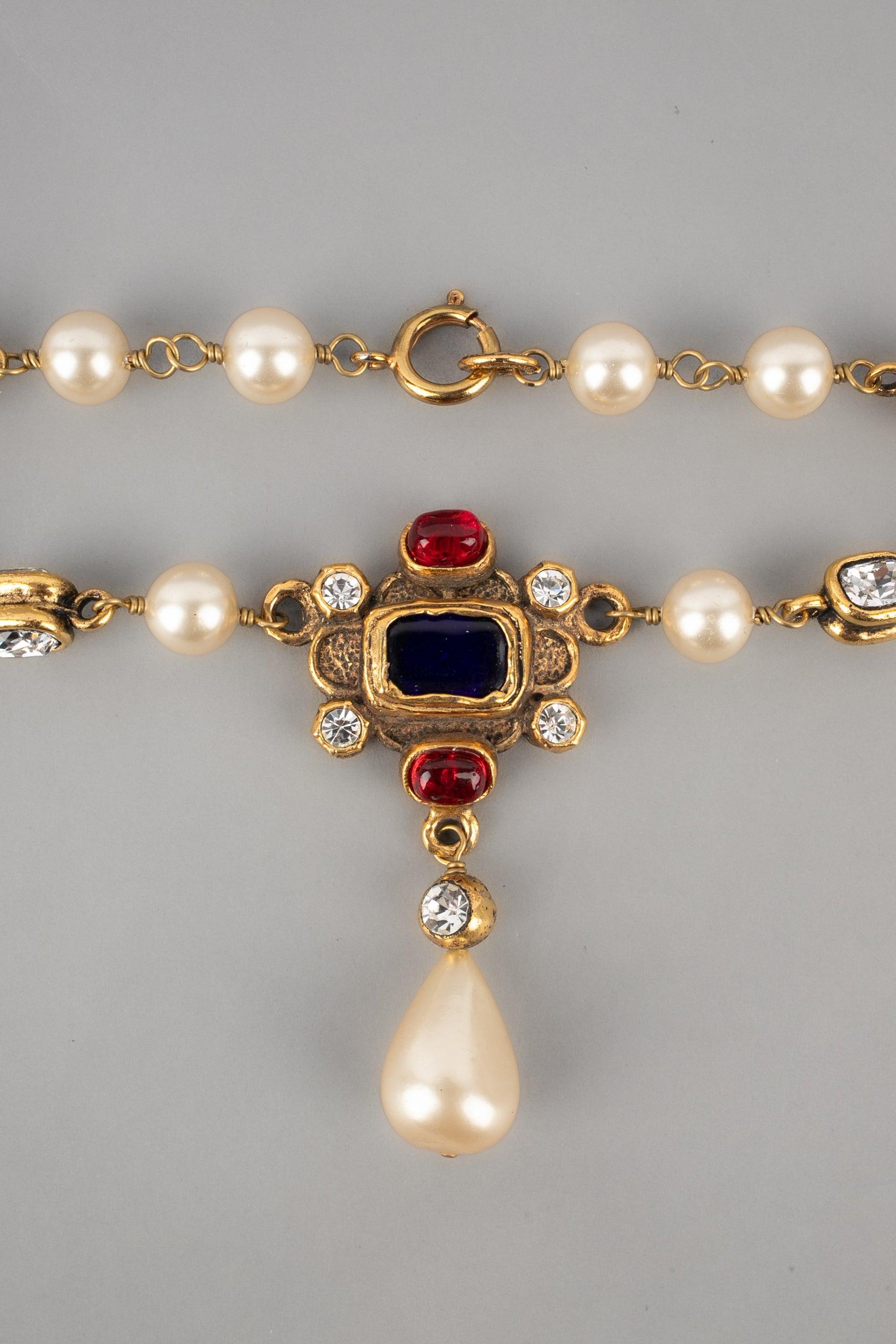 Women's Chanel Short Necklace with Fancy Mother-of-Pearl Beads