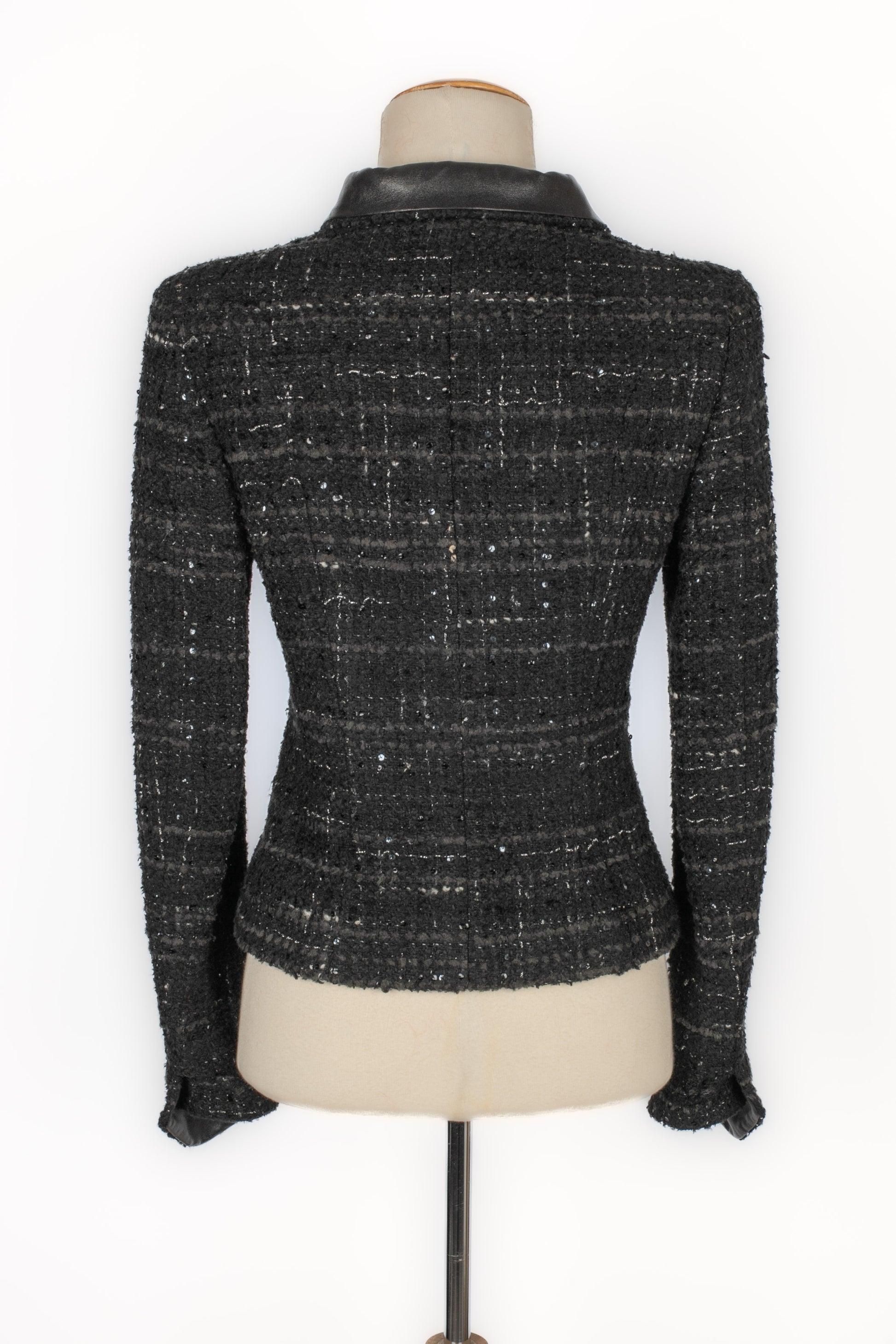 Black Chanel Short Tweed Jacket, 2002 For Sale