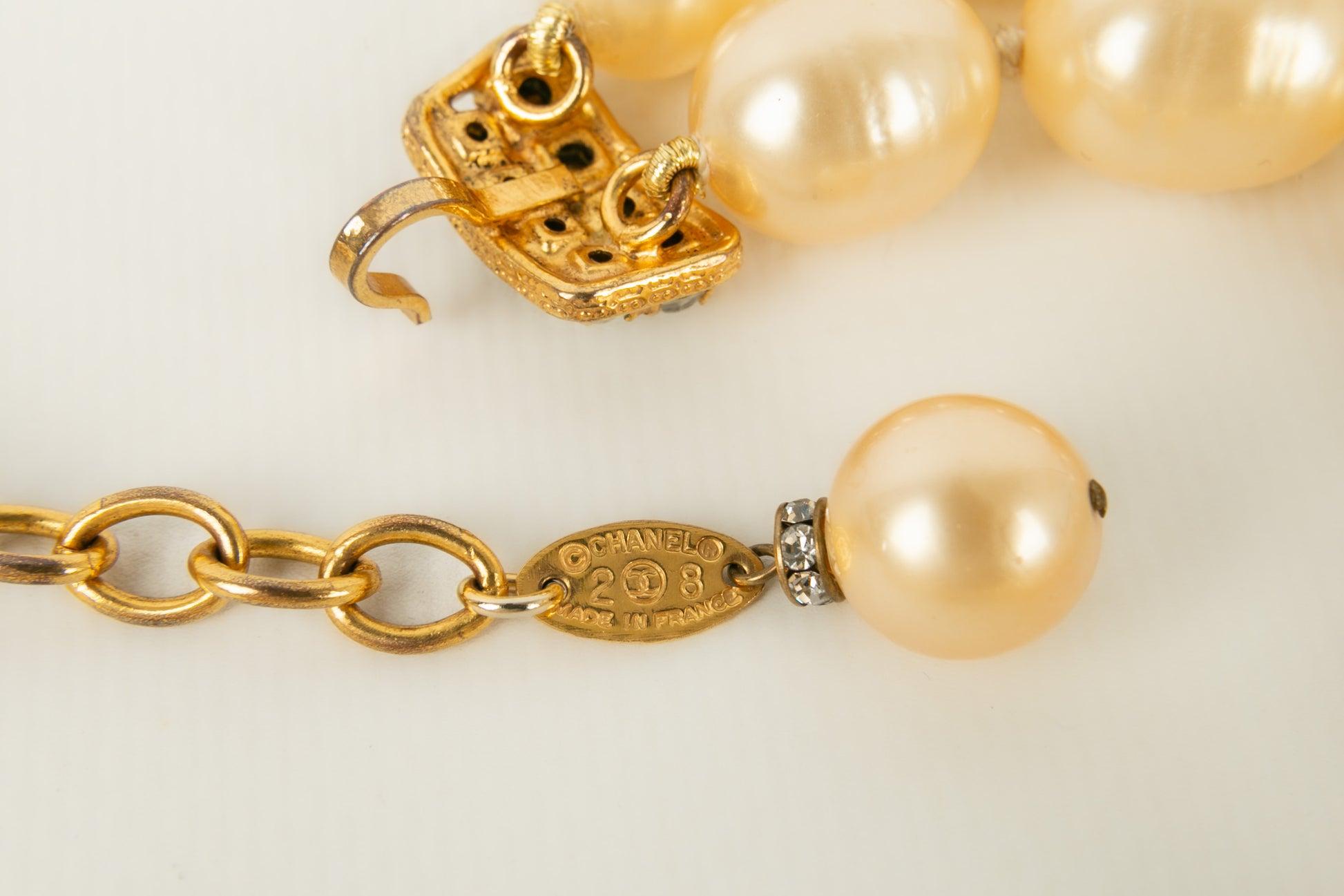Chanel Kurze zweireihige Halskette mit Perlenketten 5