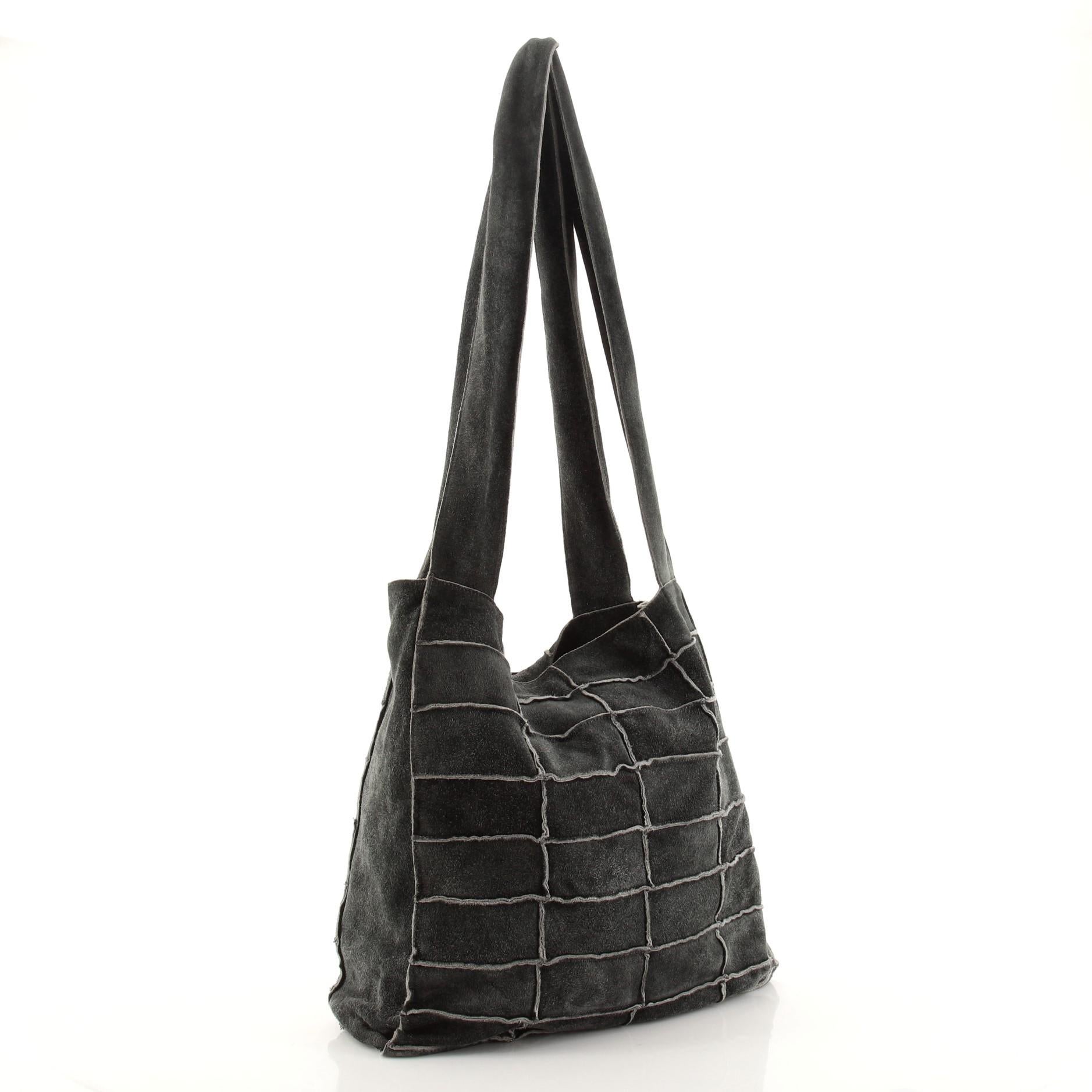 Chanel Umhängetasche aus Wildleder mit Patchwork Medium (Schwarz)