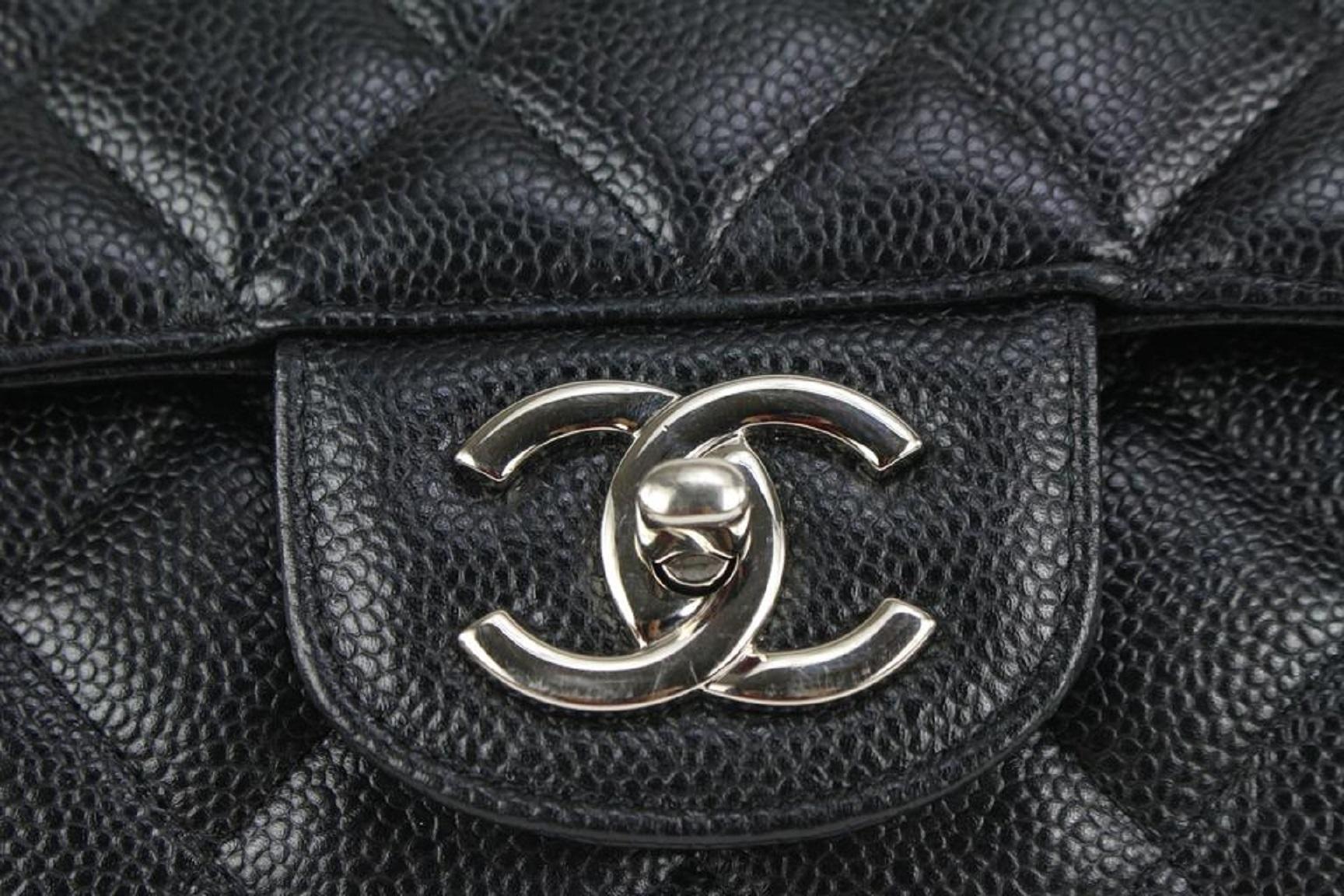 Chanel SHW Quilted Black Caviar Leather Maxi Classic Double Flap 831cas47 5