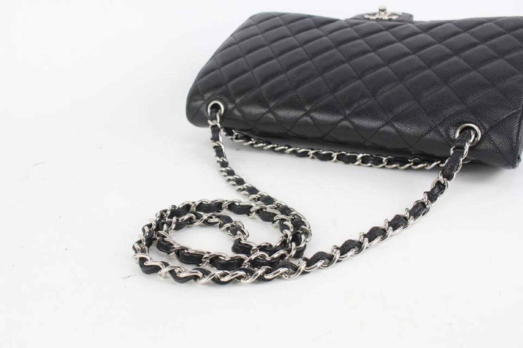 Chanel SHW Quilted Black Caviar Leather Maxi Classic Double Flap 831cas47 1