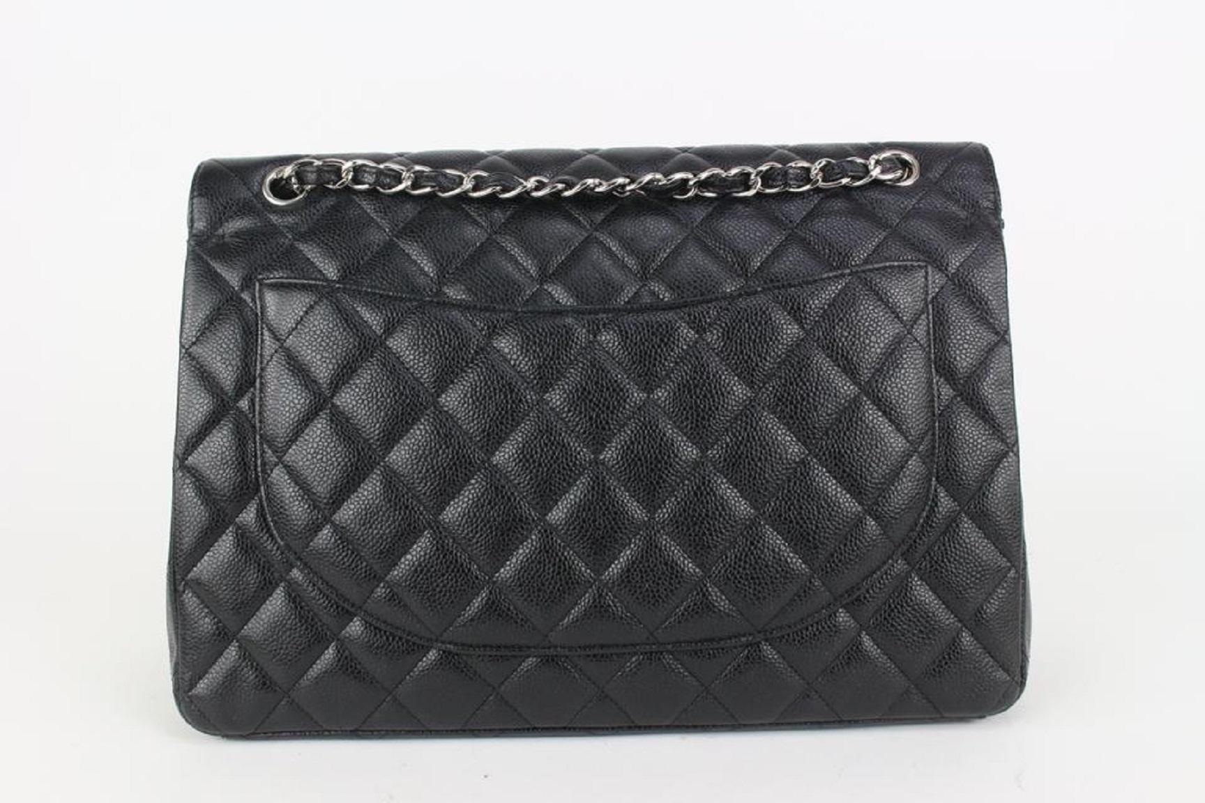 Chanel SHW Quilted Black Caviar Leather Maxi Classic Double Flap 831cas47 2