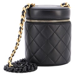 Chanel Small Vanity Bag With Handle Chain Light Blue - NOBLEMARS