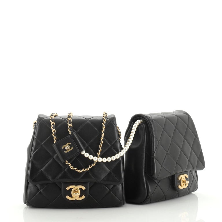 Chanel Side-Packs Bag Quilted Lambskin With Pearl Detail Small at