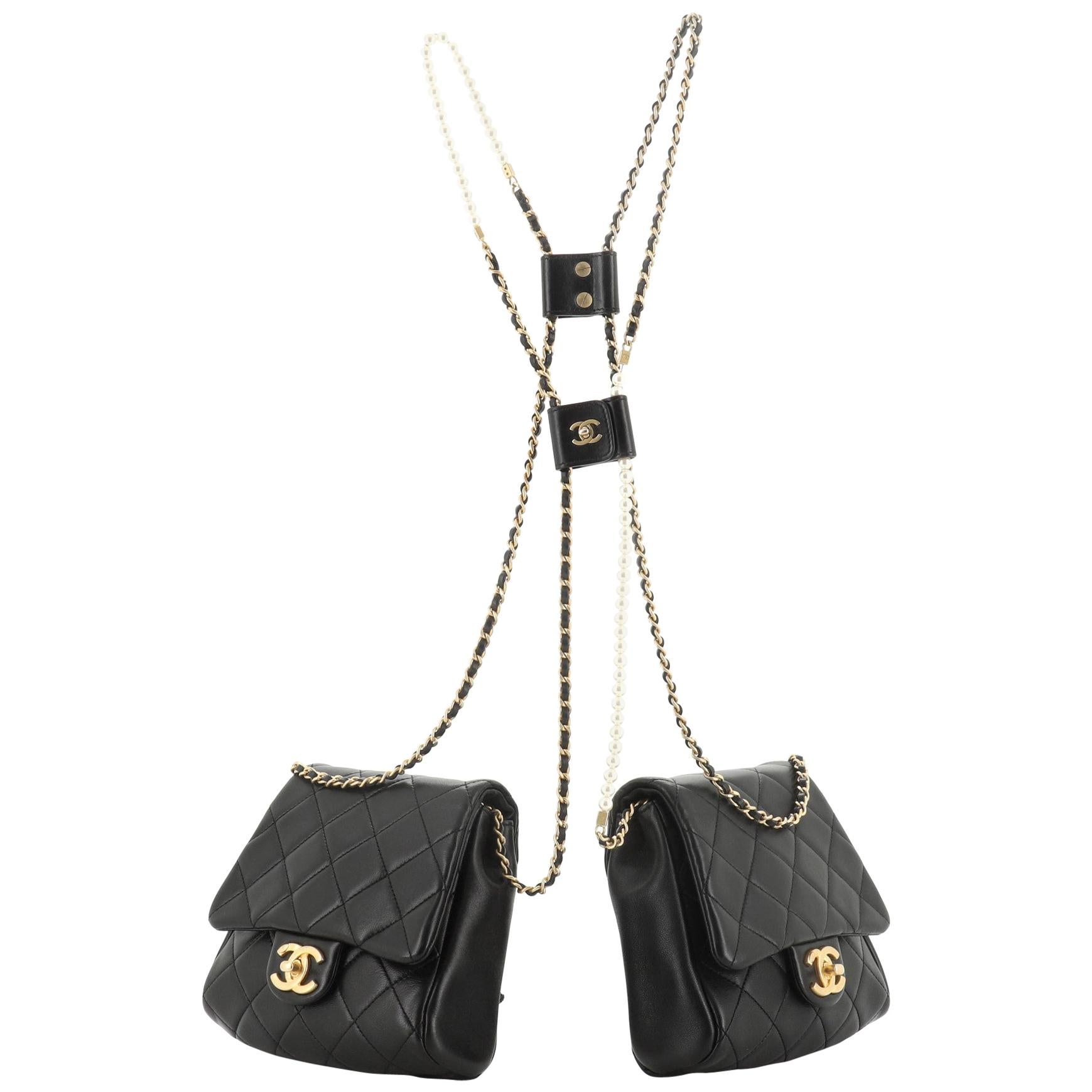 Chanel Side-Packs Bag Quilted Lambskin With Pearl Detail Small