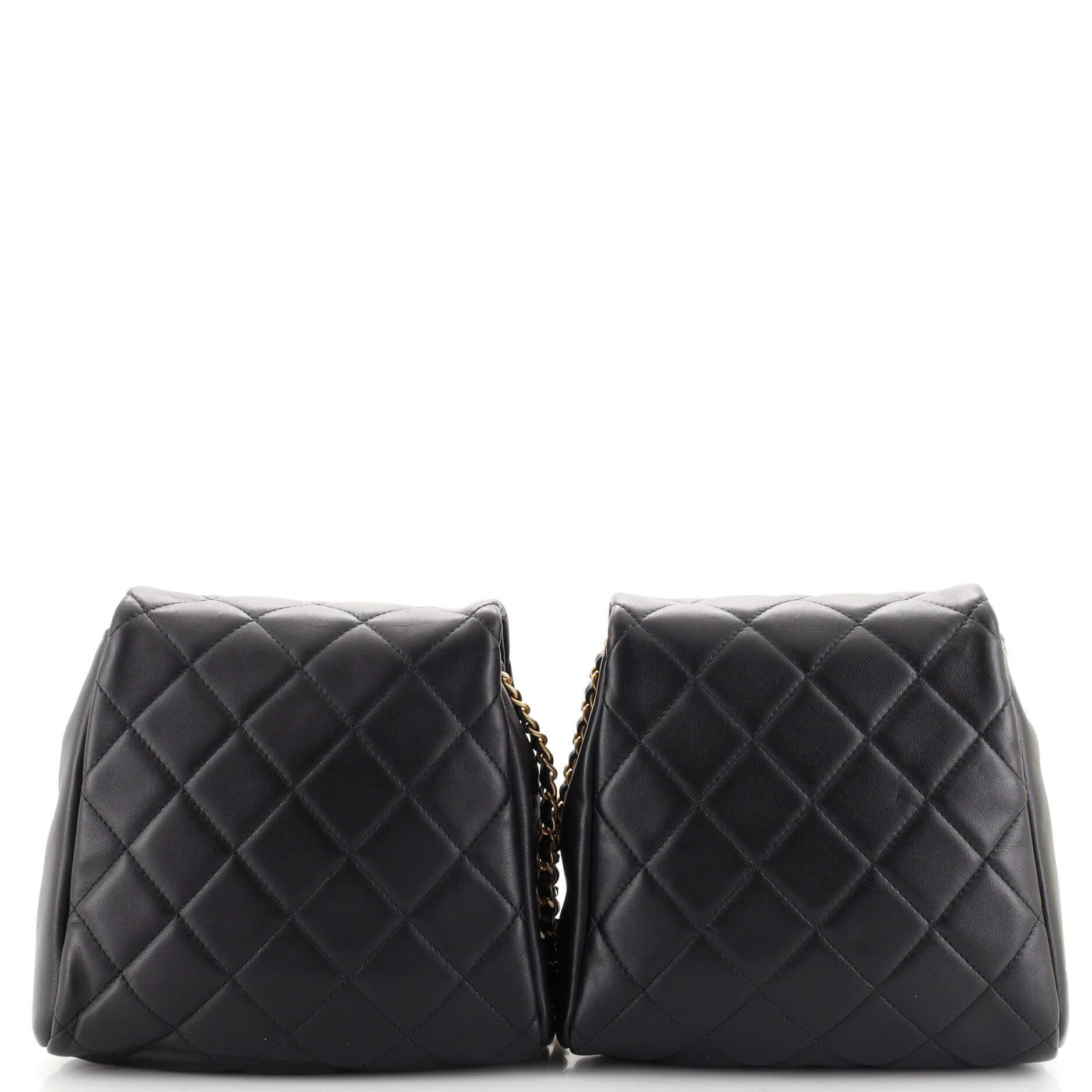 Women's or Men's Chanel Side Packs Flap Bag Quilted Lambskin Small