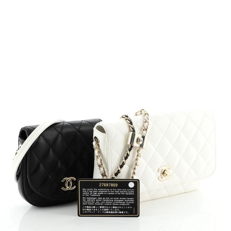 White Chanel Side Packs Flap Bag Quilted Lambskin Small