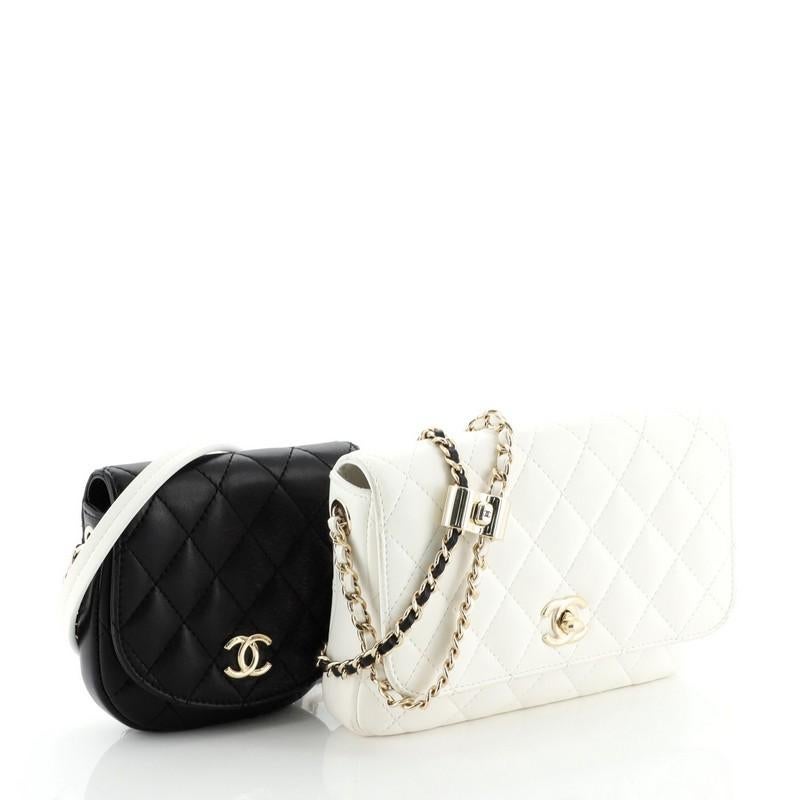 Chanel Side Packs Flap Bag Quilted Lambskin Small In Good Condition In NY, NY