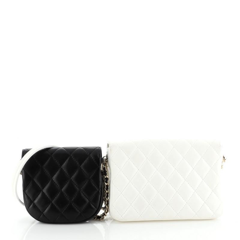 Women's or Men's Chanel Side Packs Flap Bag Quilted Lambskin Small