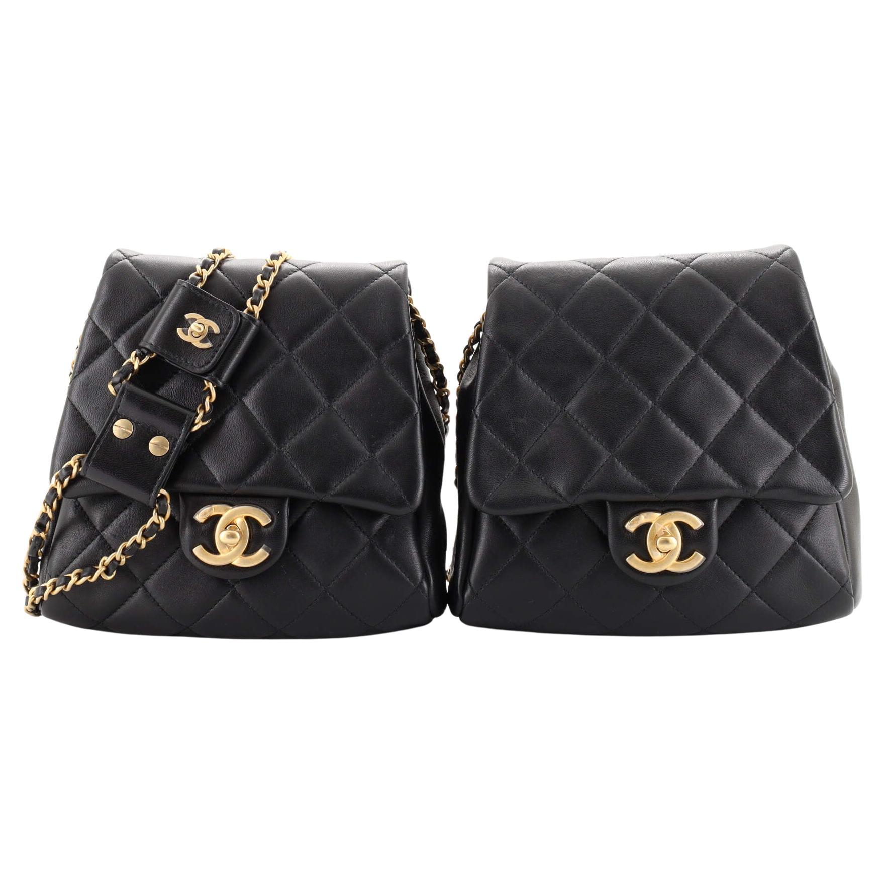 Chanel Side Packs Flap Bag Quilted Lambskin Small