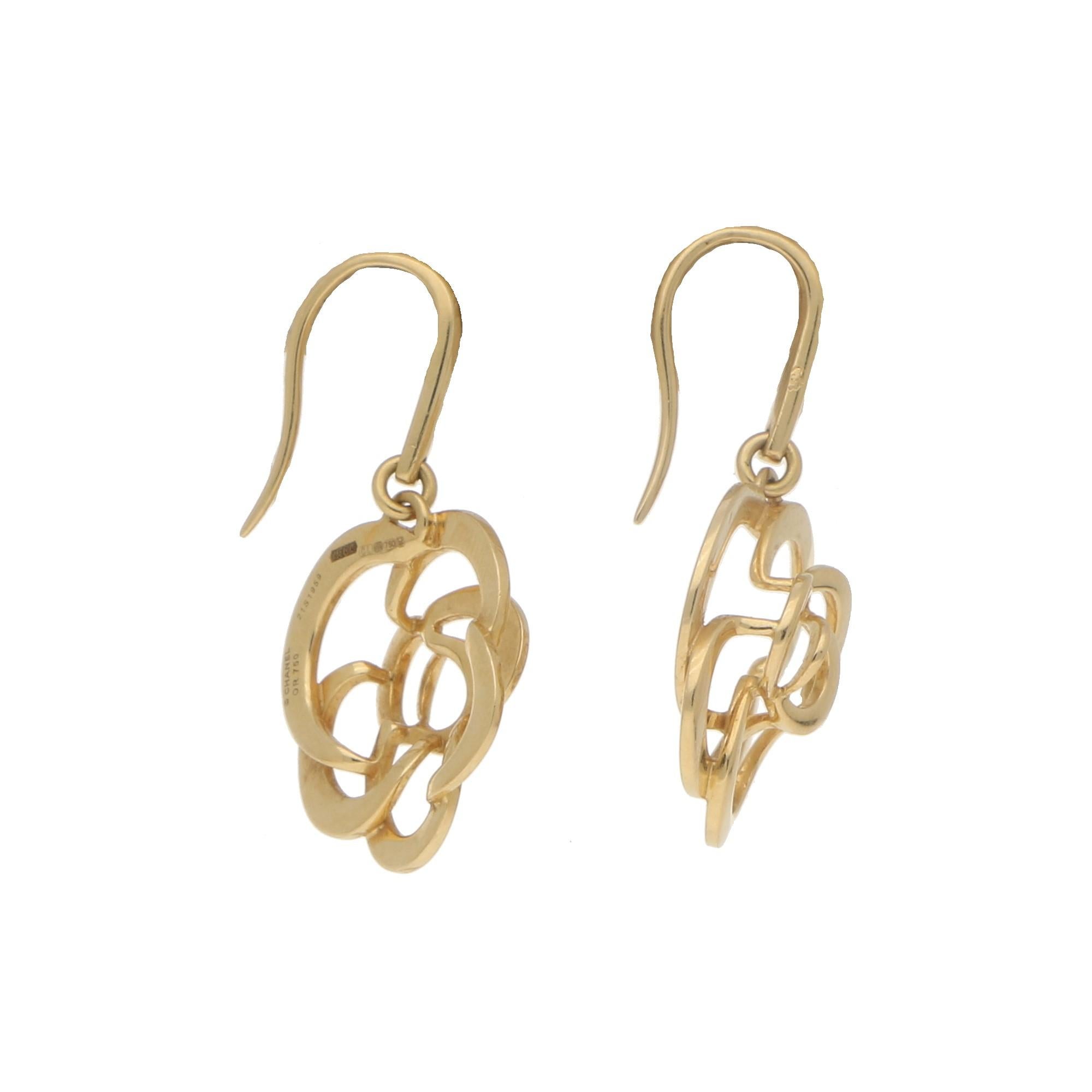 chanel camellia drop earrings