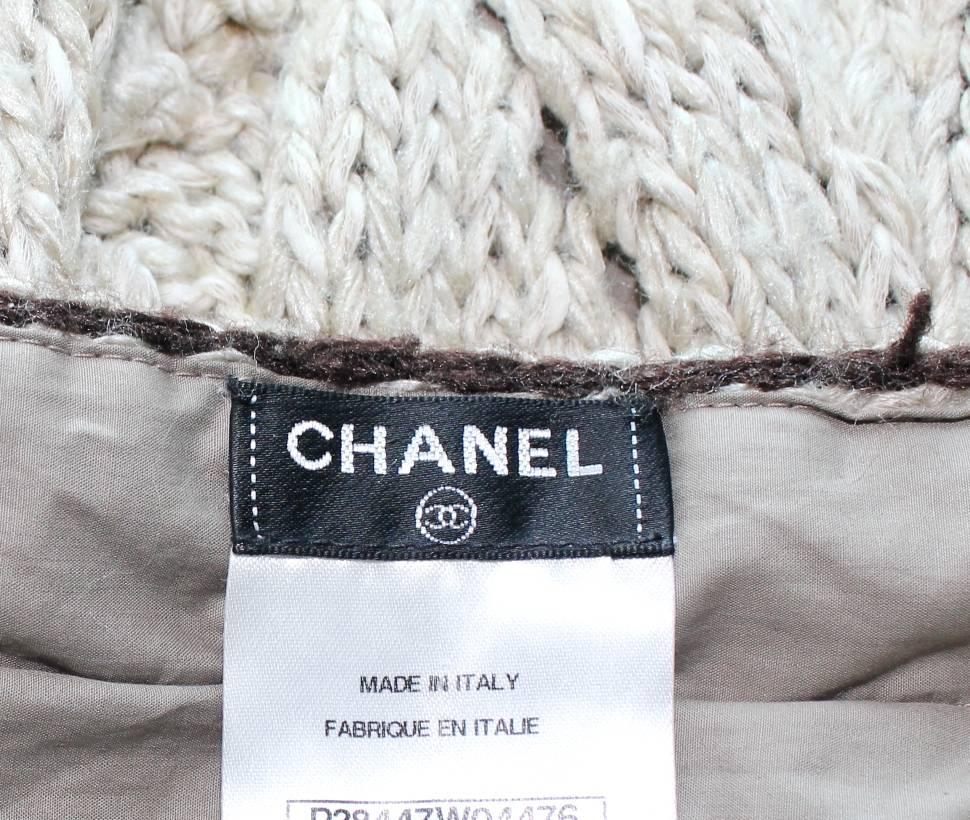 Women's CHANEL Signature Melange Crochet Knit Dress Chain Braids Leather Details 36