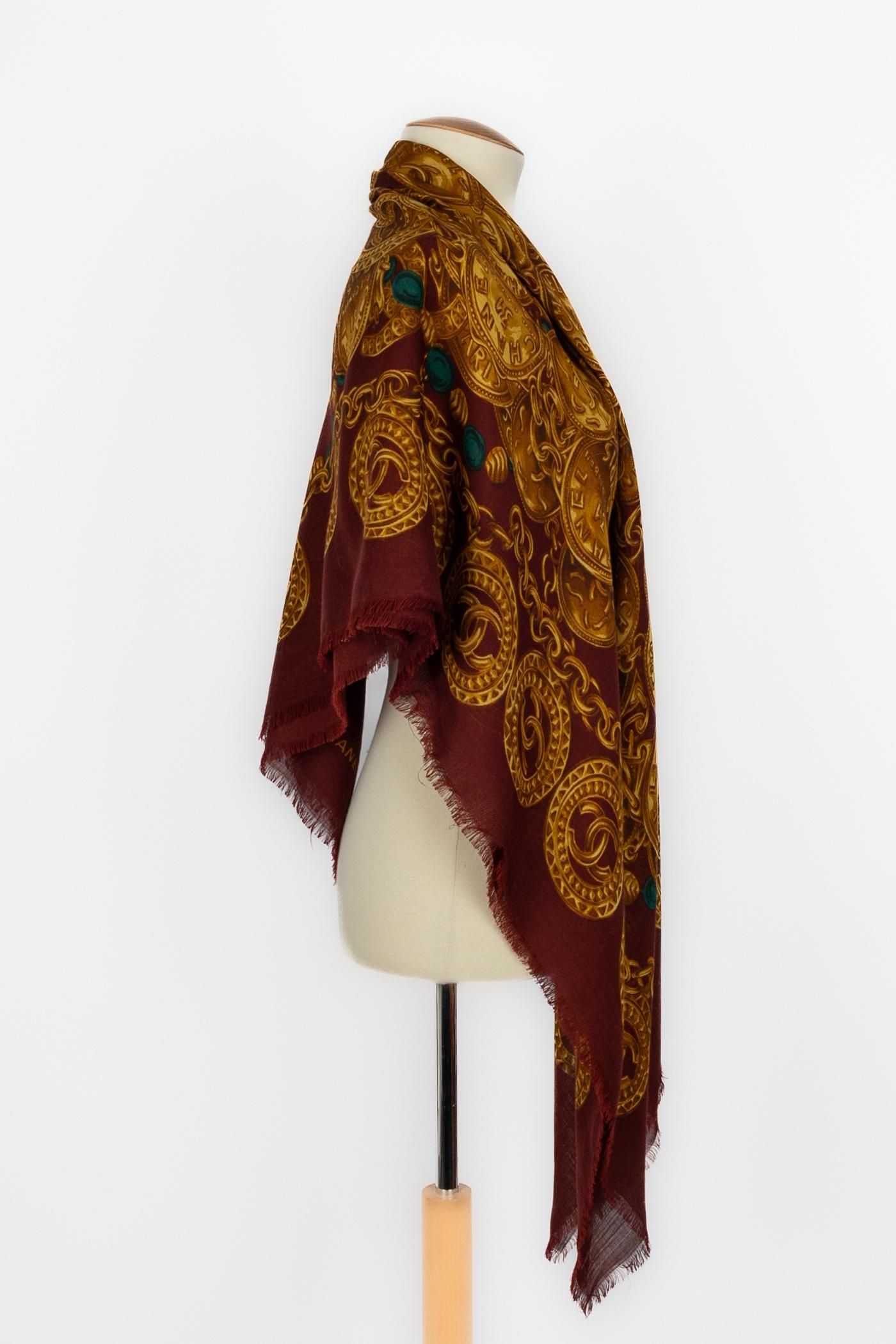 Gray Chanel silk and cashmere foulard For Sale
