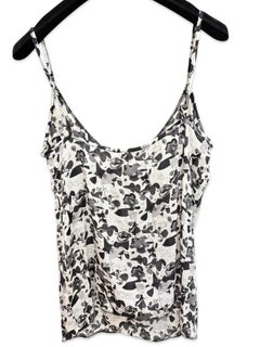 Chanel silk black and white abstract prints spaghetti tank top