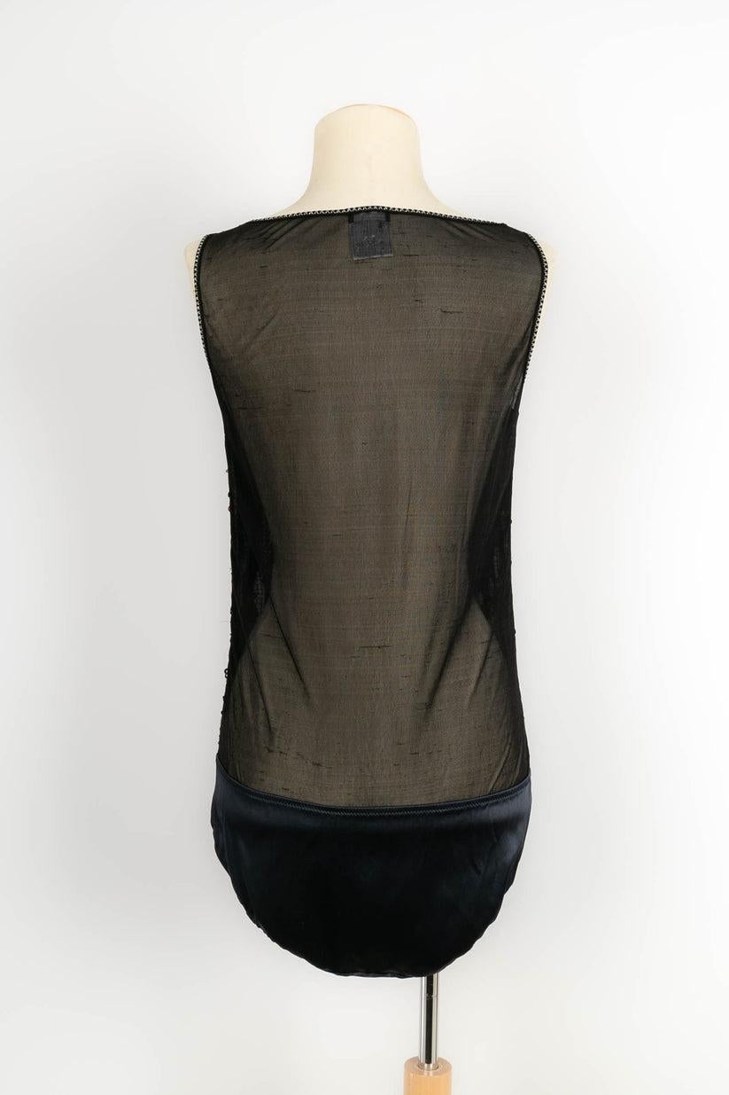 Black Chanel Silk Body Top Embroidered with Sequins, 2007 For Sale