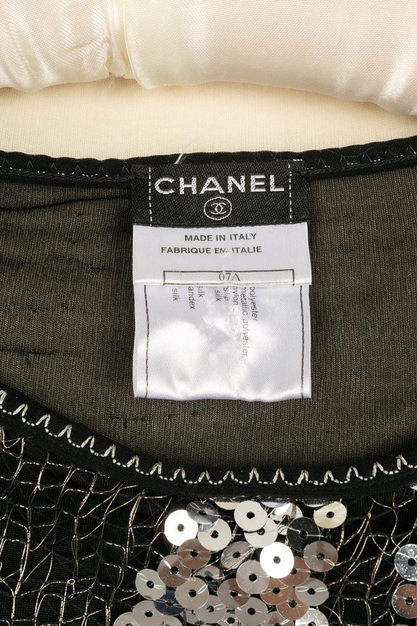 Chanel Body Top aus Seide mit Pailletten bestickt, 2007 im Angebot 4