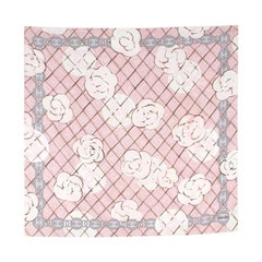 Chanel Silk Camellia Diamond CC Scarf at 1stDibs  pink chanel silk scarf, chanel  camellia scarf, chanel camellia silk scarf
