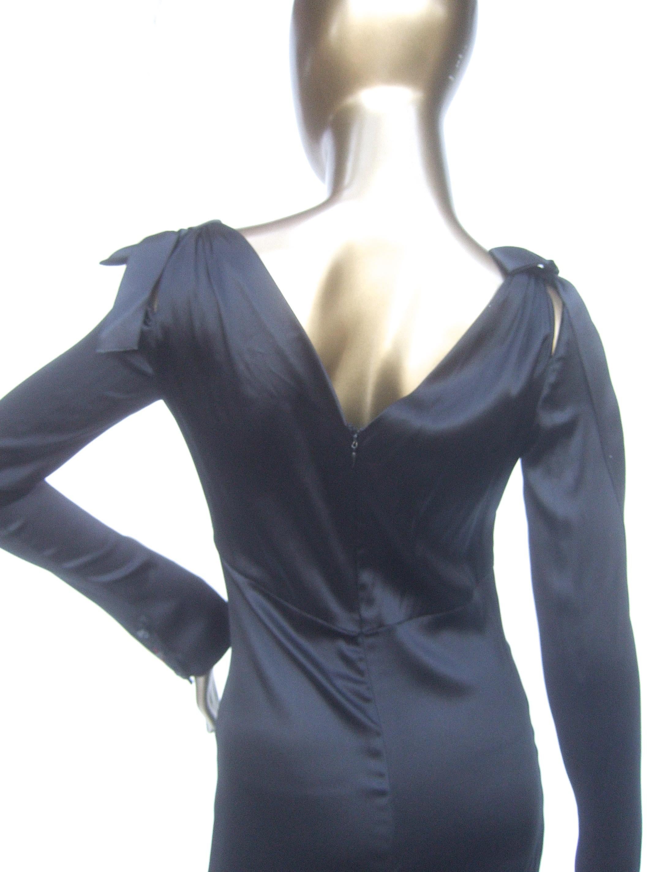 Chanel Silk Charmeuse Ribbon Trim Cocktail Dress Circa 1990s For Sale 3