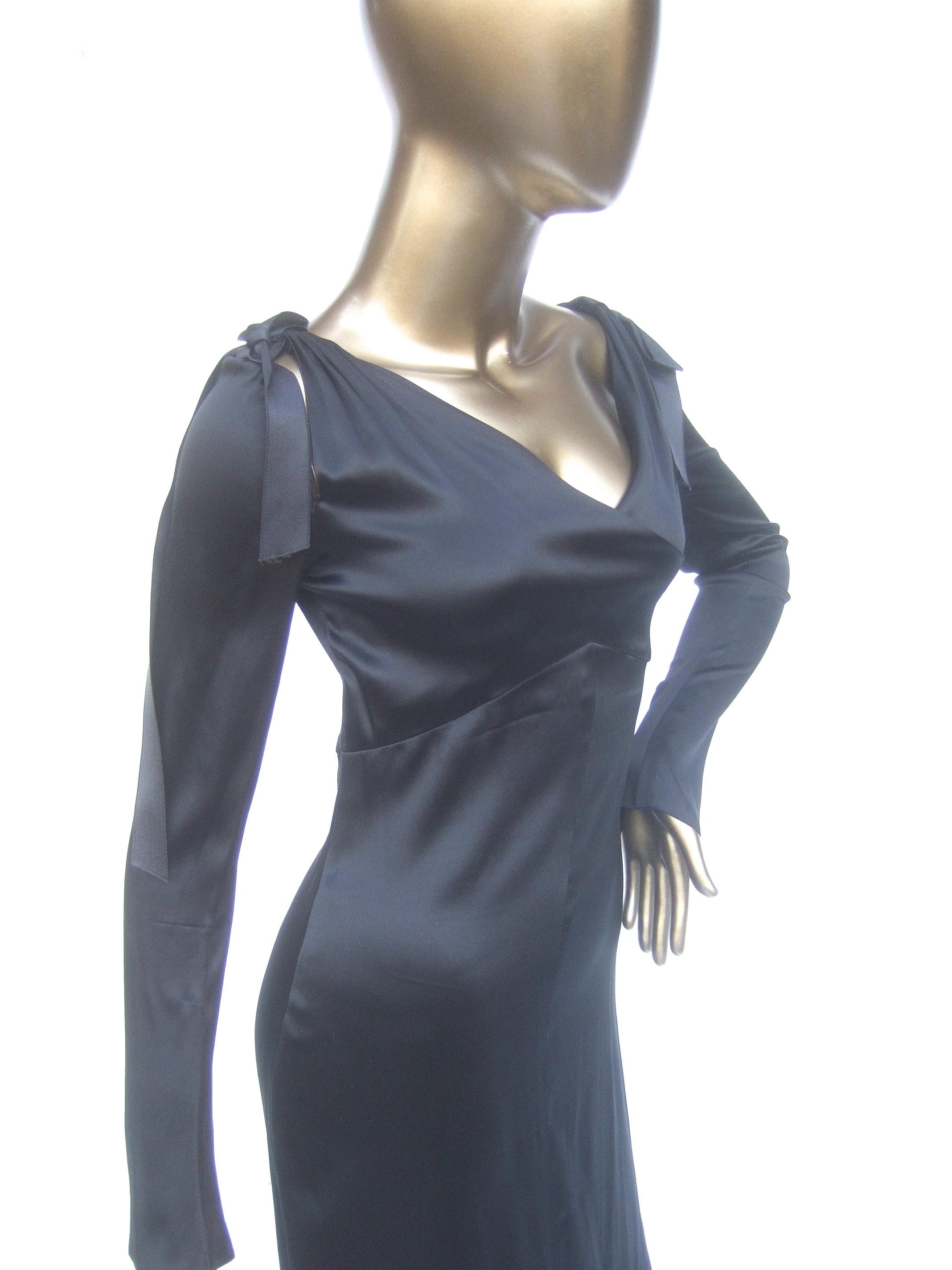 Chanel Silk Charmeuse Ribbon Trim Cocktail Dress Circa 1990s In Good Condition For Sale In University City, MO